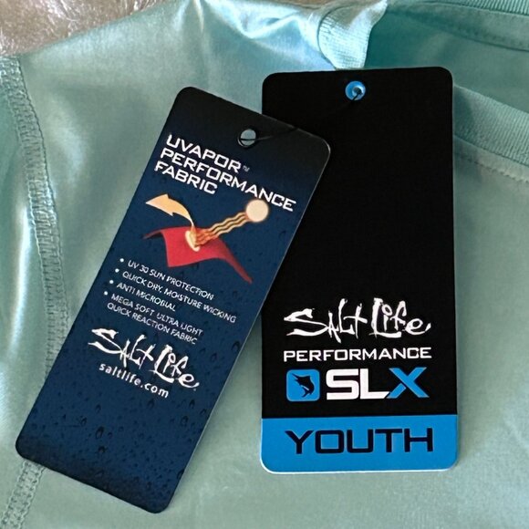 Salt Life Boys Youth Medium YM SLX Sun Protection Shirt Uvapor Fabric Live Salty - Picture 4 of 7